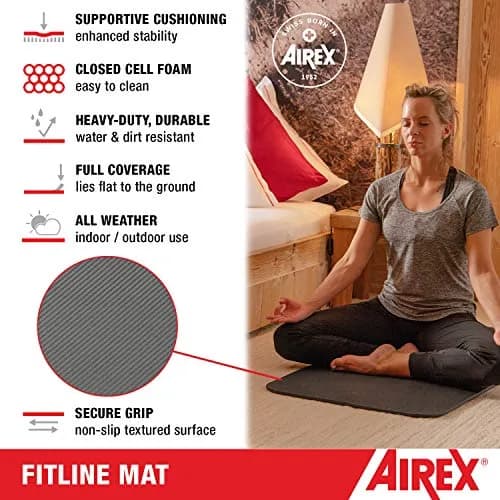 AIREX Fitline 140 Premium Exercise Mat 56" x 23" Lime | Non-Slip, Water-Resistant Foam for Home & Water Workouts thumbnail 2