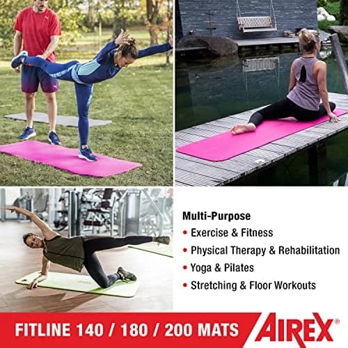AIREX Fitline 140 Premium Exercise Mat 56" x 23" Lime | Non-Slip, Water-Resistant Foam for Home & Water Workouts thumbnail 3