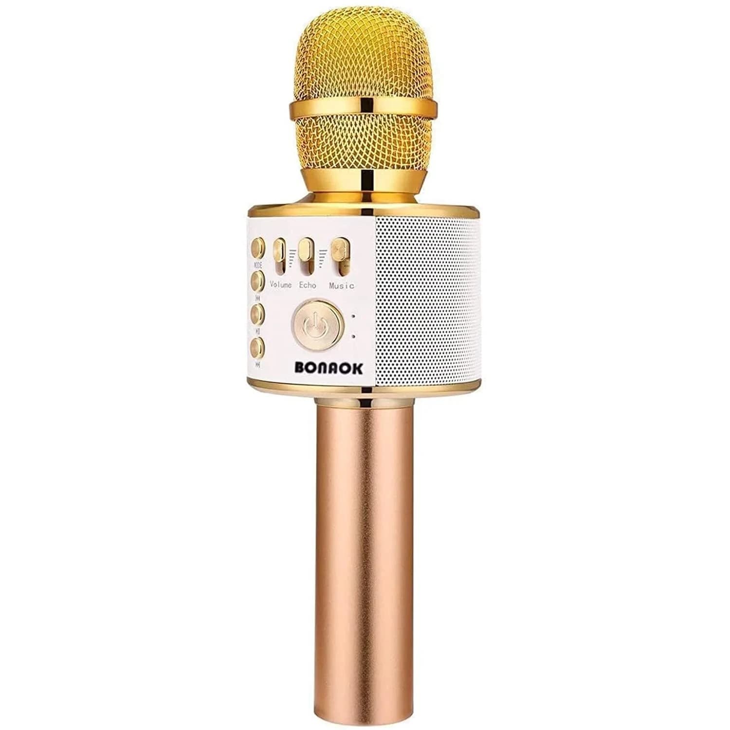 BONAOK Q37 Gold Wireless Bluetooth Karaoke Microphone with Built-in Speaker for Smartphones & Parties - main product image