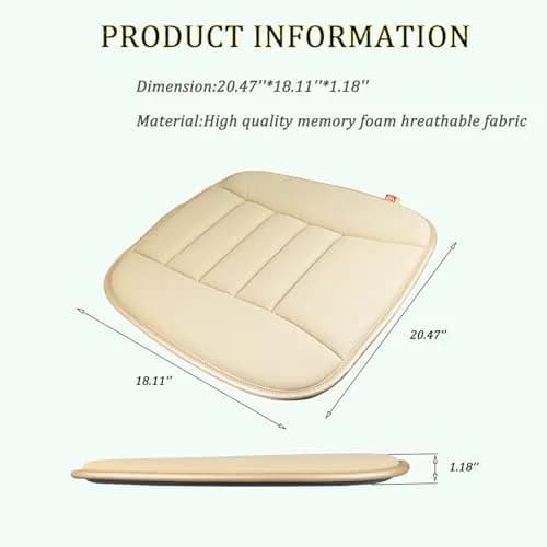 RaoRanDang Car Seat Cushion Pad with Memory Foam | Comfortable & Durable Khaki thumbnail 2