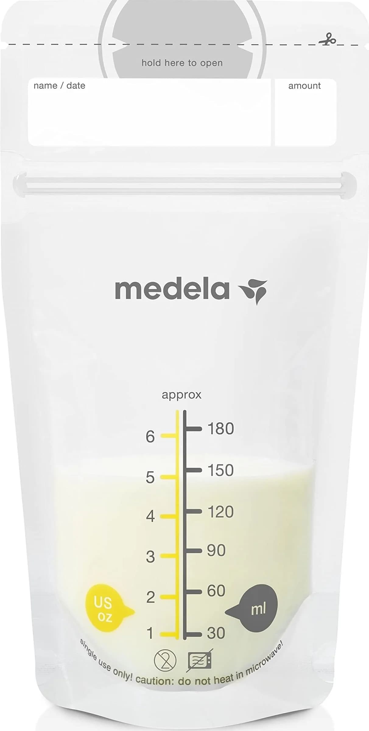 Medela Breast Milk Storage Bags, 100 Count, 180ml (6 Fl Oz) | Hygienically Pre-Sealed for Safe Breastmilk Storage - main product image