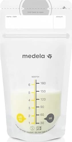 Medela Breast Milk Storage Bags, 100 Count, 180ml (6 Fl Oz) | Hygienically Pre-Sealed for Safe Breastmilk Storage thumbnail 1