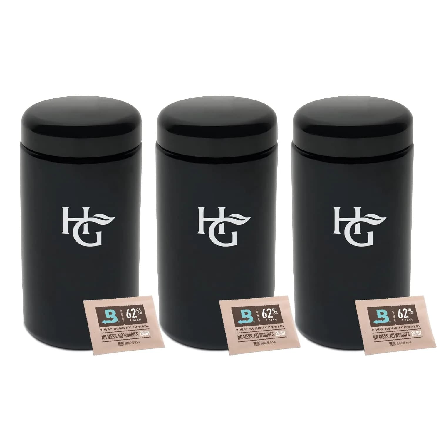 Herb Guard 500ml Airtight Glass Jar Set | UV Protection Keeps Goods Fresh for Months — Black