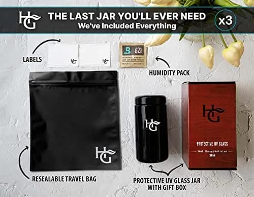 Herb Guard 500ml Airtight Glass Jar Set | UV Protection Keeps Goods Fresh for Months thumbnail 2