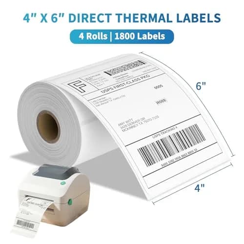 9527 Product 4x6 Inch Shipping Labels (1800 Labels Total) | Direct Thermal, Strong Adhesive, Perforated thumbnail 2
