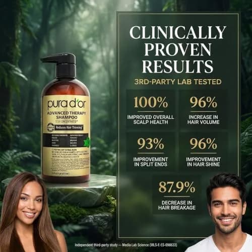 PURA D'OR Advanced Therapy Shampoo & Conditioner 473ml (16 Fl Oz) | Reduces Hair Thinning & Increases Volume thumbnail 4