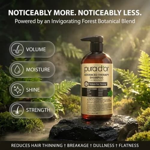 PURA D'OR Advanced Therapy Shampoo & Conditioner 473ml (16 Fl Oz) | Reduces Hair Thinning & Increases Volume thumbnail 5