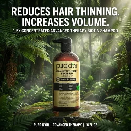 PURA D'OR Advanced Therapy Shampoo & Conditioner 473ml (16 Fl Oz) | Reduces Hair Thinning & Increases Volume thumbnail 2