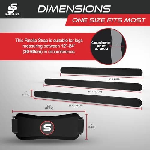 Sleeve Stars Patellar Tendon Support Strap Osgood Schlatter Knee Brace for Youth, Women & Men, Black | Adjustable Fit for Pain Relief thumbnail 4