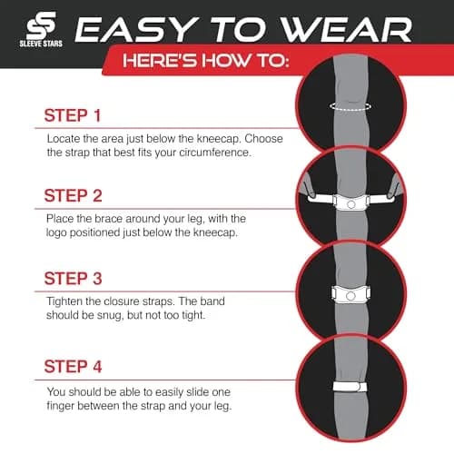 Sleeve Stars Patellar Tendon Support Strap Osgood Schlatter Knee Brace for Youth, Women & Men, Black | Adjustable Fit for Pain Relief thumbnail 8
