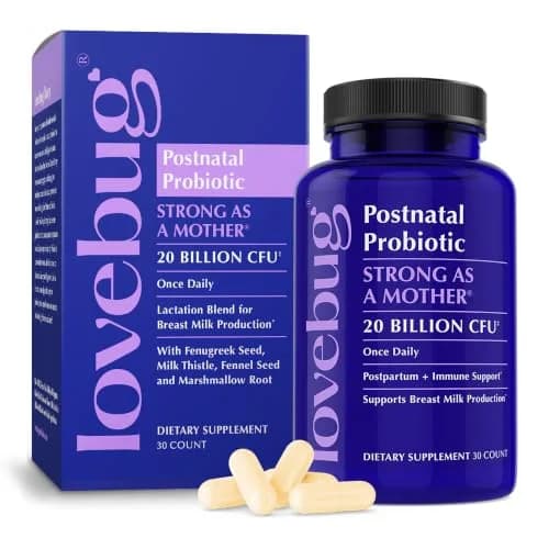 LOVEBUG Postnatal Probiotic & Lactation Blend for Breastfeeding, 30 Count | Supports Milk Supply & Gut Health thumbnail 1