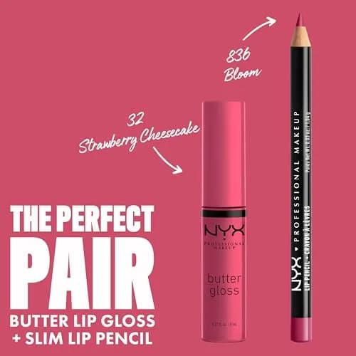 NYX PROFESSIONAL MAKEUP Butter Gloss Bling Lip Gloss - 32 Strawberry Cheesecake (Warm Pink), 7.65 ml thumbnail 4