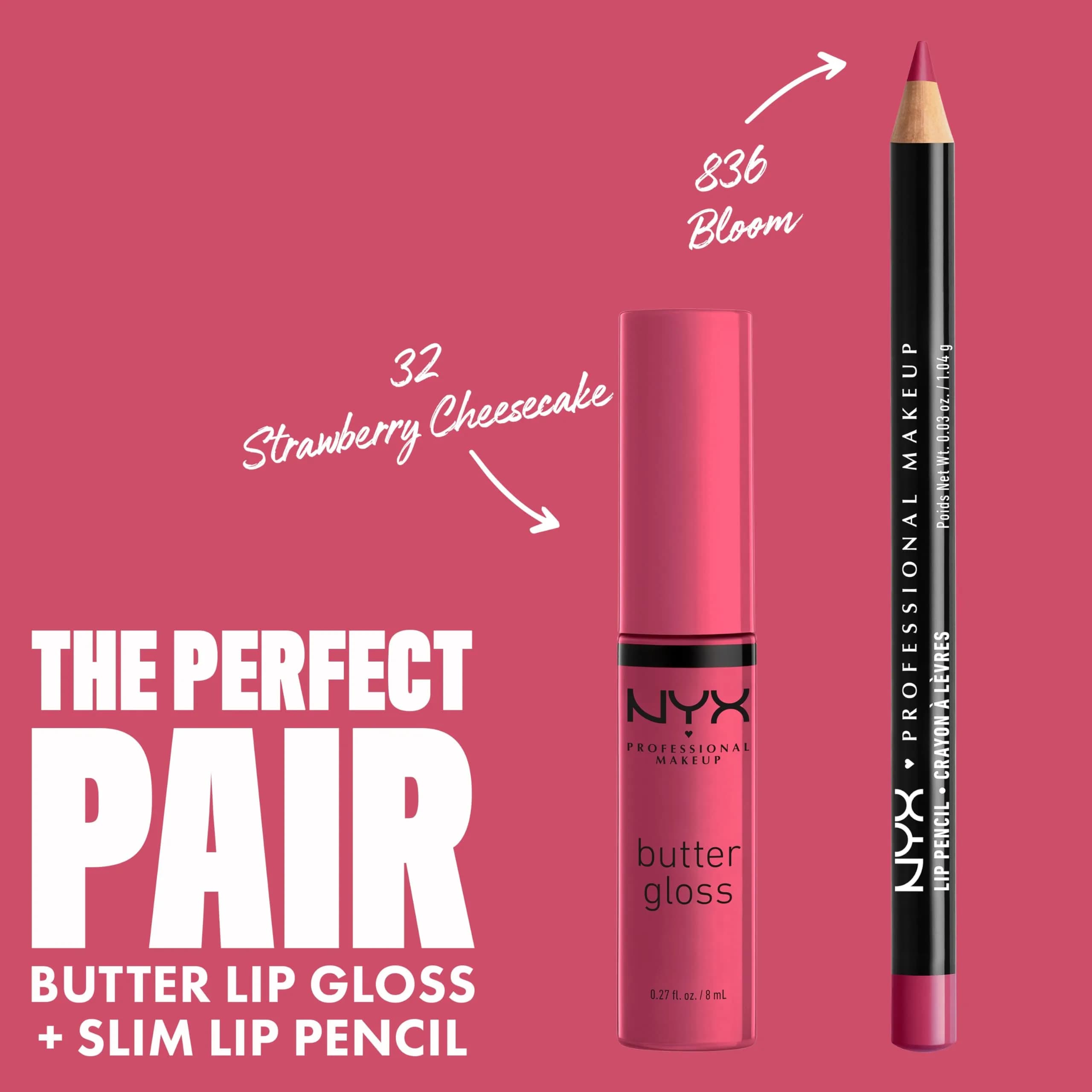 NYX PROFESSIONAL MAKEUP Butter Gloss Bling Lip Gloss - 32 Strawberry Cheesecake (Warm Pink), 7.65 ml - view 4
