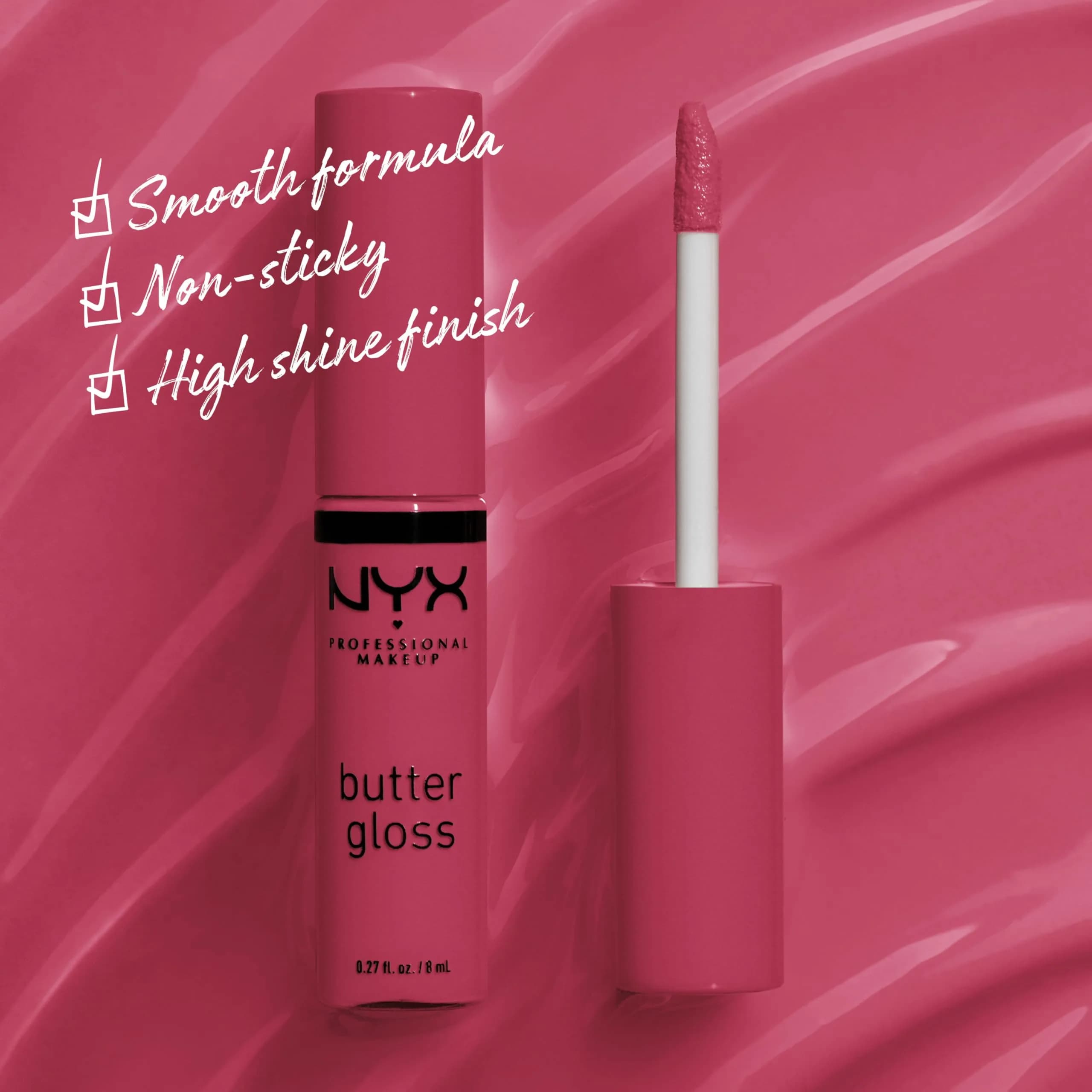 NYX PROFESSIONAL MAKEUP Butter Gloss Bling Lip Gloss - 32 Strawberry Cheesecake (Warm Pink), 7.65 ml - view 2