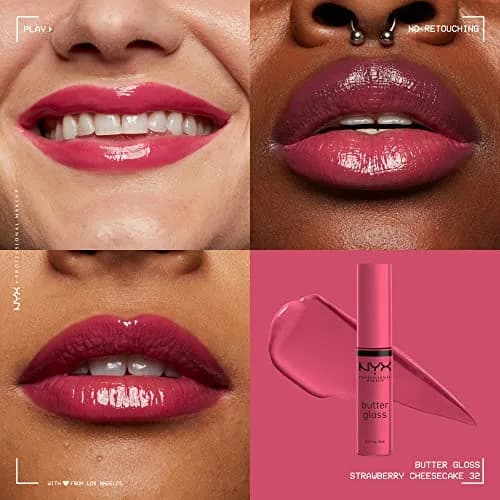 NYX PROFESSIONAL MAKEUP Butter Gloss Bling Lip Gloss - 32 Strawberry Cheesecake (Warm Pink), 7.65 ml thumbnail 3