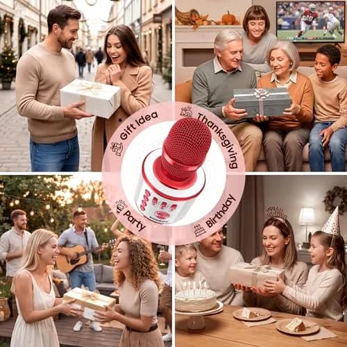 BONAOK Q37 Wireless Bluetooth Karaoke Microphone Red | Portable Handheld Mic Speaker Machine for Parties & Smartphones thumbnail 9