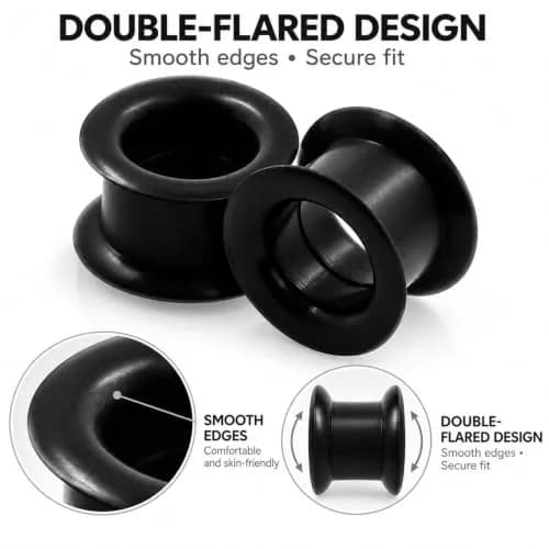 Oyaface Black Silicone Ear Tunnels 16mm | Hypoallergenic, Flexible & Stylish (70-120 chars) thumbnail 4