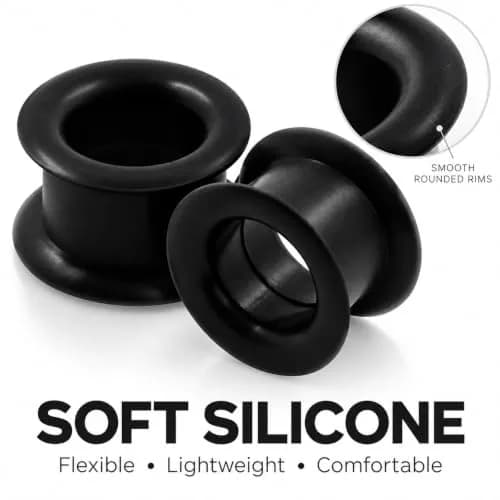 Oyaface Black Silicone Ear Tunnels 16mm | Hypoallergenic, Flexible & Stylish (70-120 chars) thumbnail 5