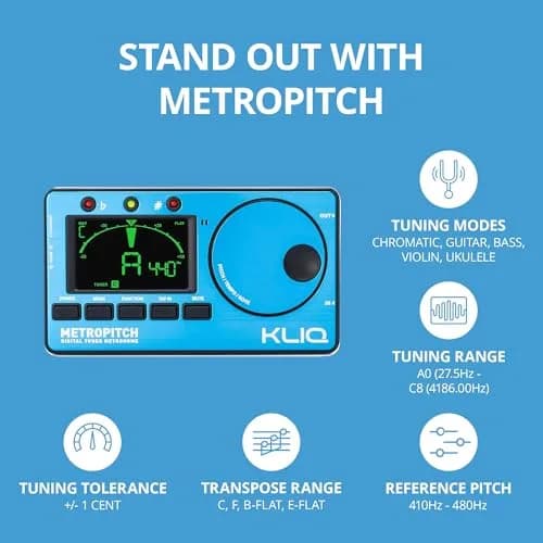 KLIQ MetroPitch Digital Metronome & Tuner for Piano, Guitar & Bass | 3-in-1 Pocket Device with Accurate Tuning & Timing thumbnail 4