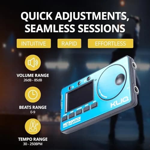 KLIQ MetroPitch Digital Metronome & Tuner for Piano, Guitar & Bass | 3-in-1 Pocket Device with Accurate Tuning & Timing thumbnail 5