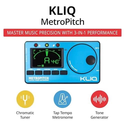 KLIQ MetroPitch Digital Metronome & Tuner for Piano, Guitar & Bass | 3-in-1 Pocket Device with Accurate Tuning & Timing thumbnail 2