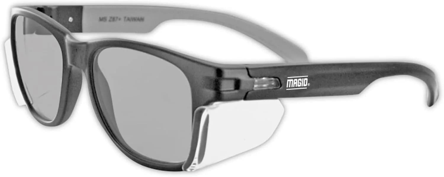 MAGID Y50 Safety Glasses with Side Shields, Gray Lens, 1 Pair | ANSI Z87.1+ Certified Impact Protection