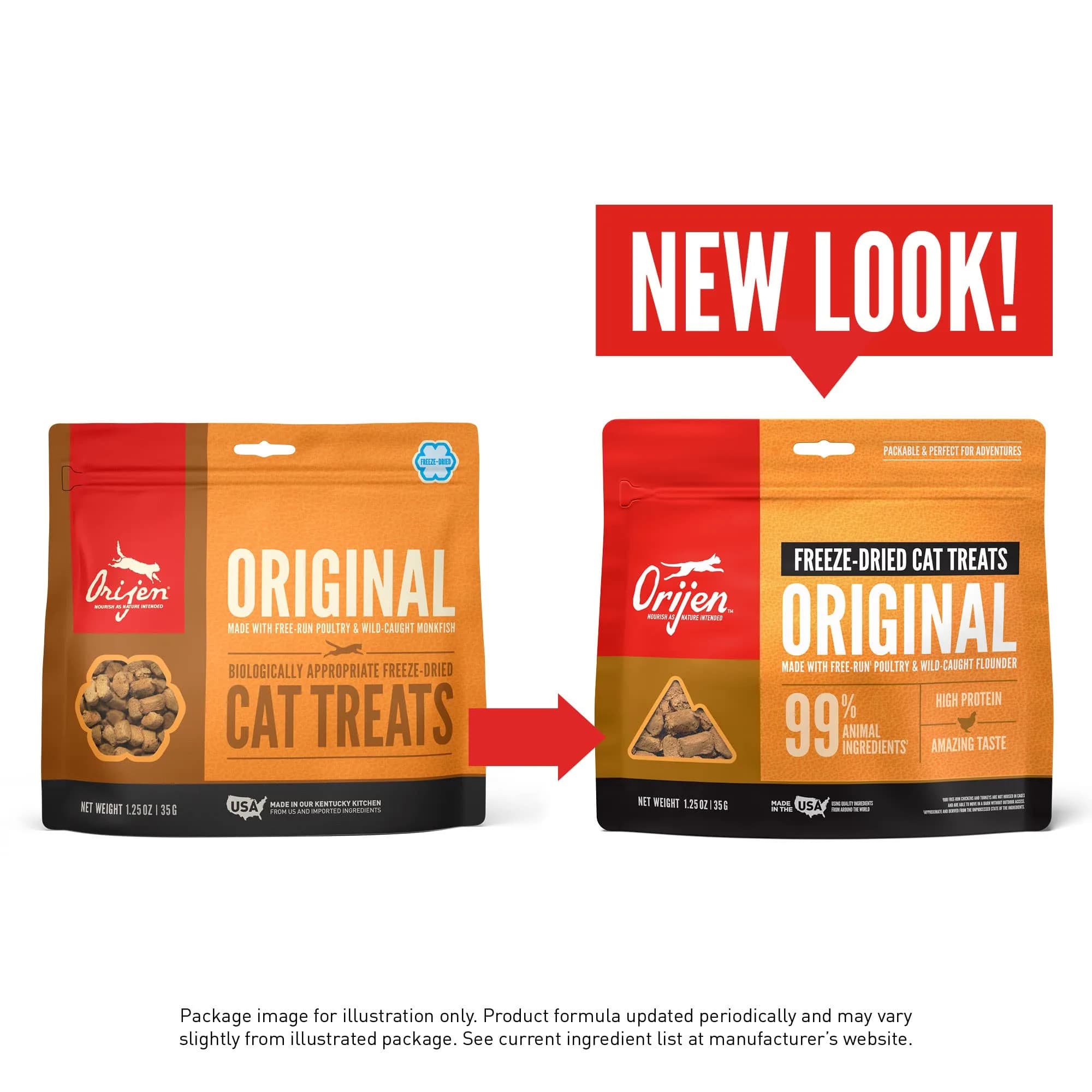 ORIJEN Original Freeze Dried Cat Treats 1.25 oz (35.4 g) | 99% Animal Ingredients, Grain-Free, High Protein - view 6