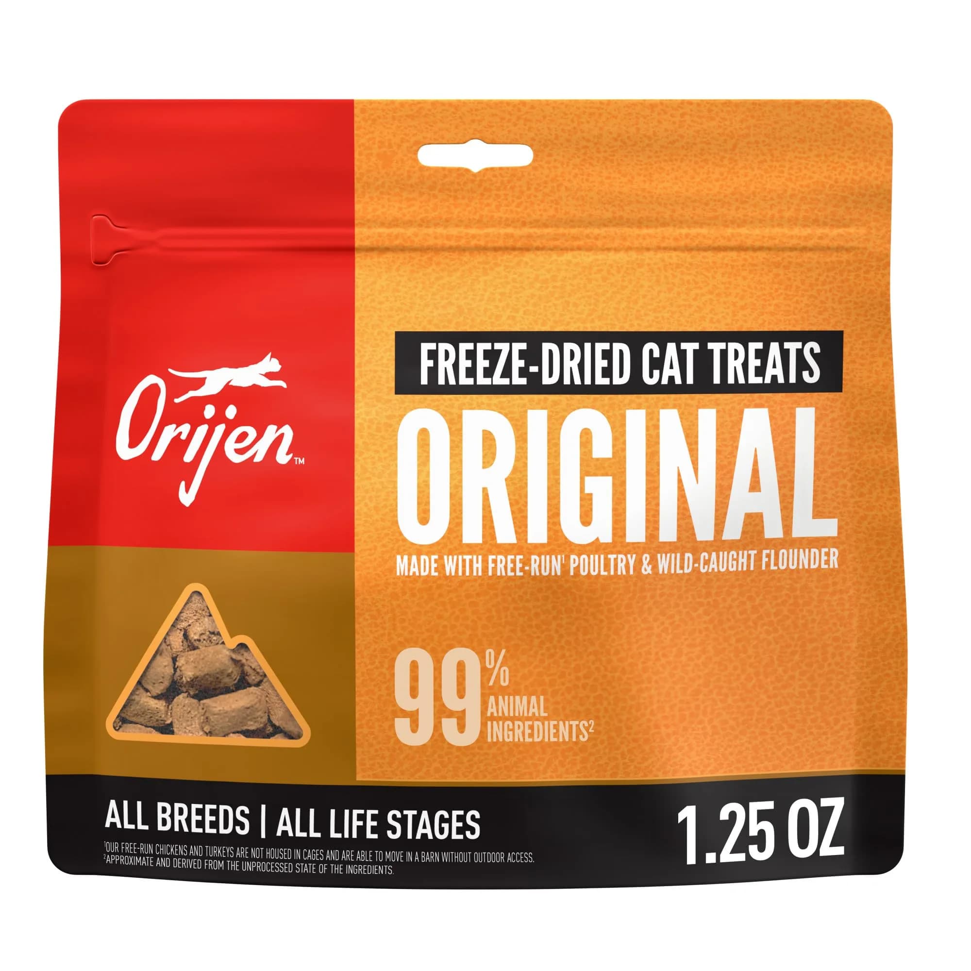 ORIJEN Original Recipe Freeze-Dried Cat Treats | 1.25oz (35g) Bag | 99% Animal Ingredients, High Protein - main product image