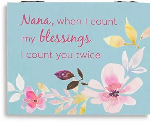 Pavilion Gift Company Nana, When I Count My Blessings I Count You Twice Blue Floral Jewelry Box | Decorative Box for Home Décor thumbnail 6