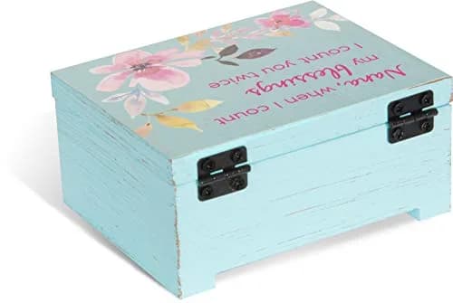Pavilion Gift Company Nana, When I Count My Blessings I Count You Twice Blue Floral Jewelry Box | Decorative Box for Home Décor thumbnail 2