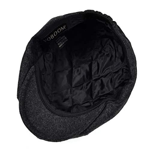 VOBOOM Men's Wool Blend 8 Panel Newsboy Cap Tweed Hat Grey | Vintage Herringbone Style thumbnail 5