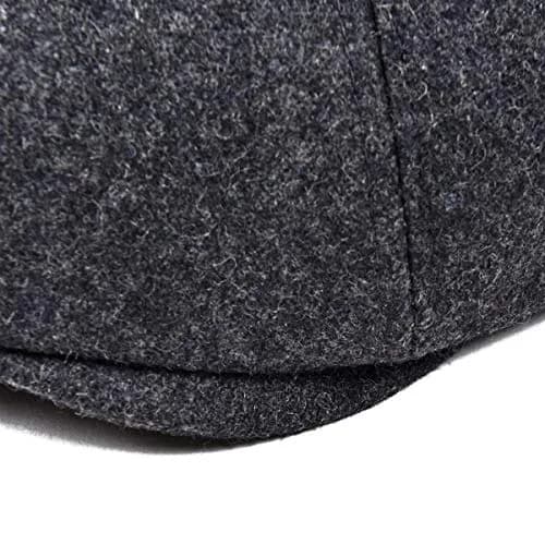 VOBOOM Men's Wool Blend 8 Panel Newsboy Cap Tweed Hat Grey | Vintage Herringbone Style thumbnail 7