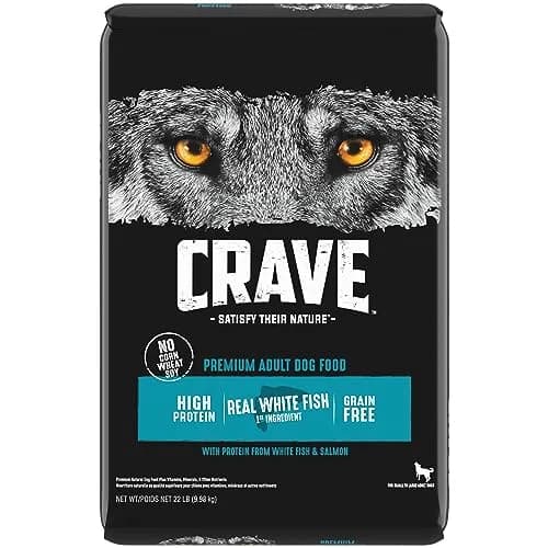 CRAVE Grain Free High Protein Adult Dry Dog Food, White Fish & Salmon, 4 lb. Bag | Protein-Rich, Grain-Free Nutrition for Dogs