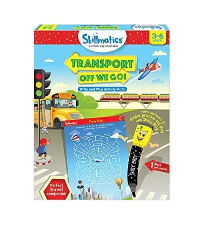 Skillmatics Transport Off We Go! Reusable Activity Mats with Dry Erase Marker | Ages 3-6 thumbnail 1
