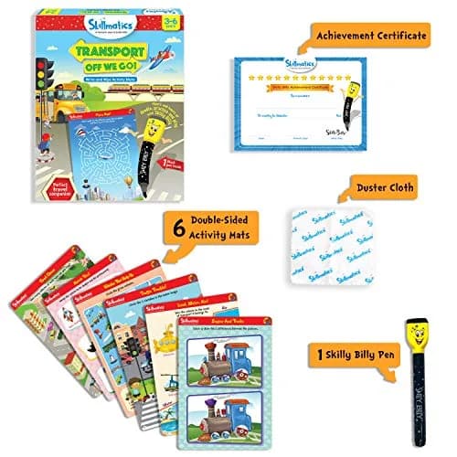 Skillmatics Transport Off We Go! Reusable Activity Mats with Dry Erase Marker | Ages 3-6 thumbnail 2