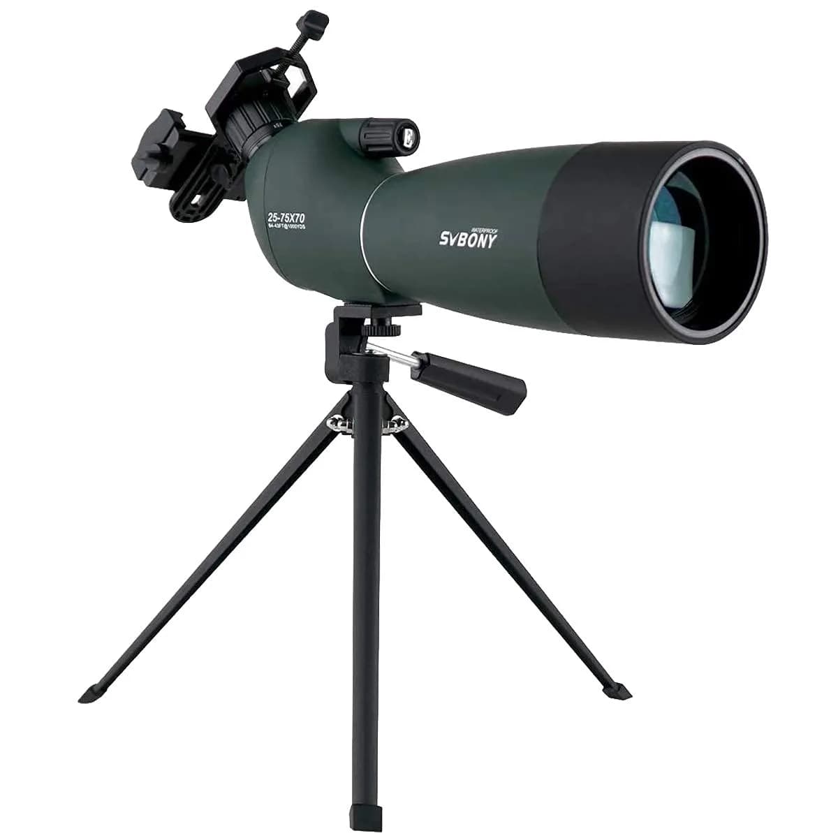 SVBONY SV28 Angled Spotting Scope 25-75x70mm with Tripod & Phone Adapter | Target Shooting Optics