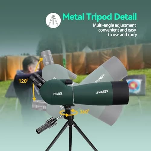 SVBONY SV28 Angled Spotting Scope 25-75x70mm with Tripod & Phone Adapter | Target Shooting Optics thumbnail 7