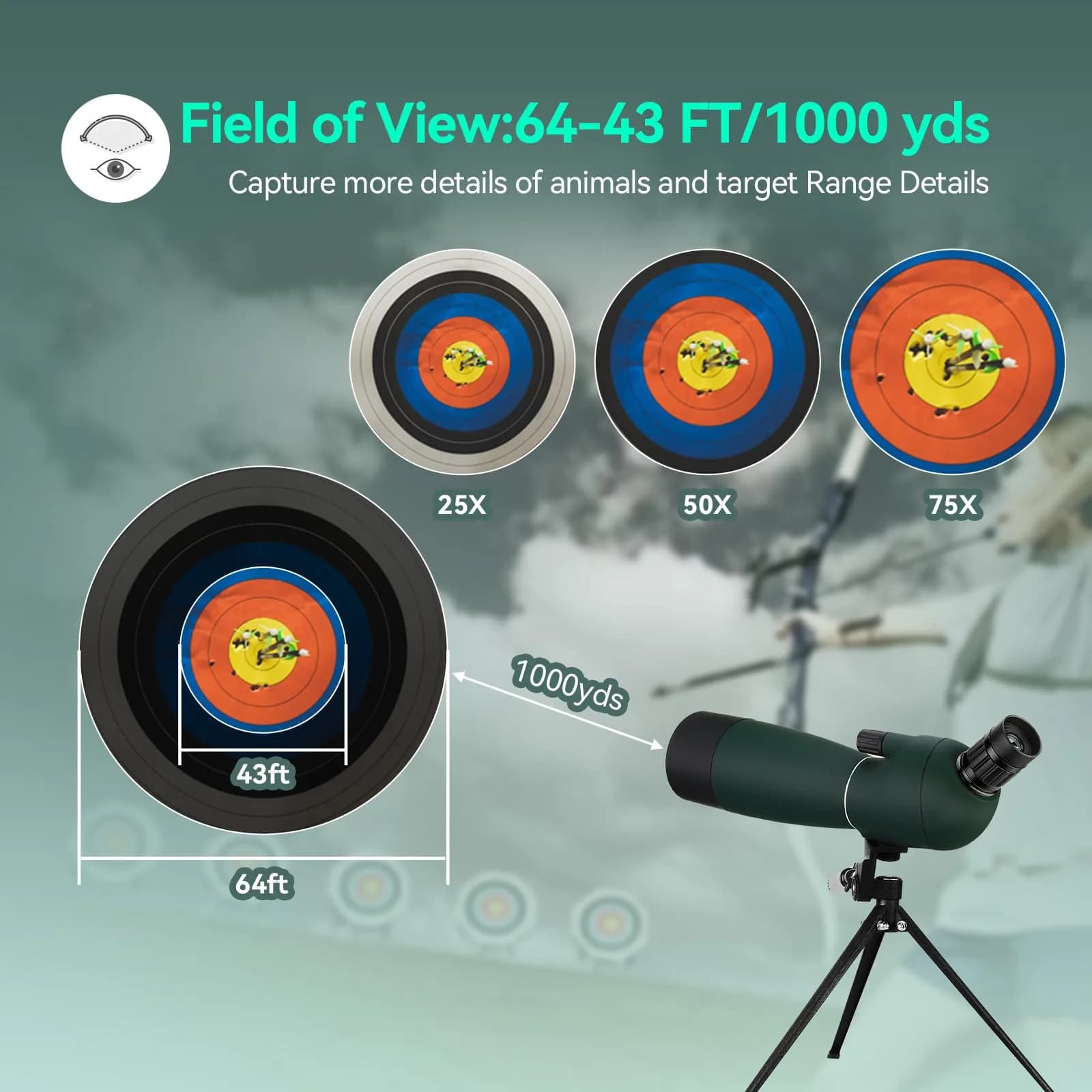 SVBONY SV28 Angled Spotting Scope 25-75x70mm with Tripod & Phone Adapter | Target Shooting Optics - view 2