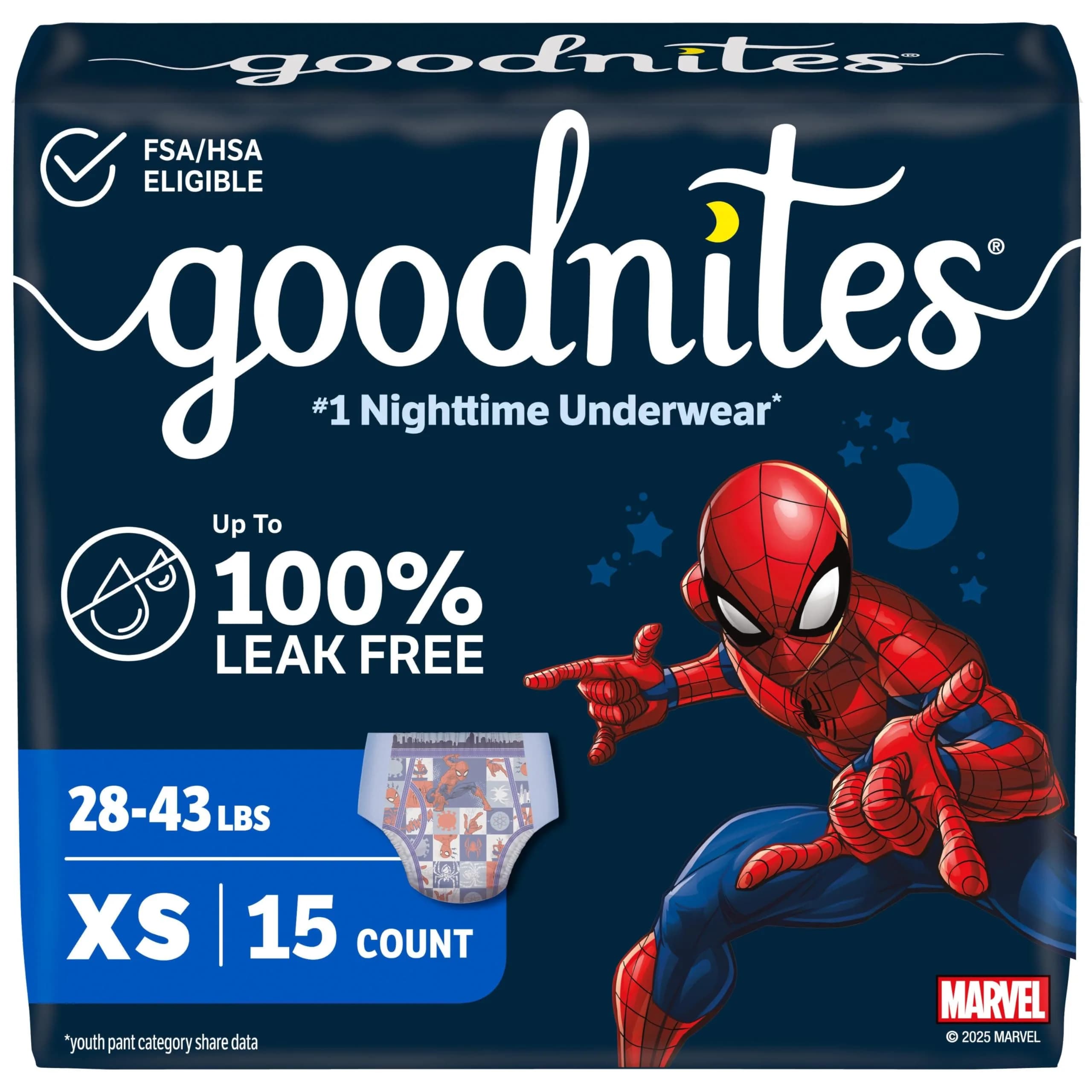 GoodNites Boys' Nighttime Bedwetting Underwear XL (95-120 lbs) | Clinically Proven for Better Sleep — X-Small / 15