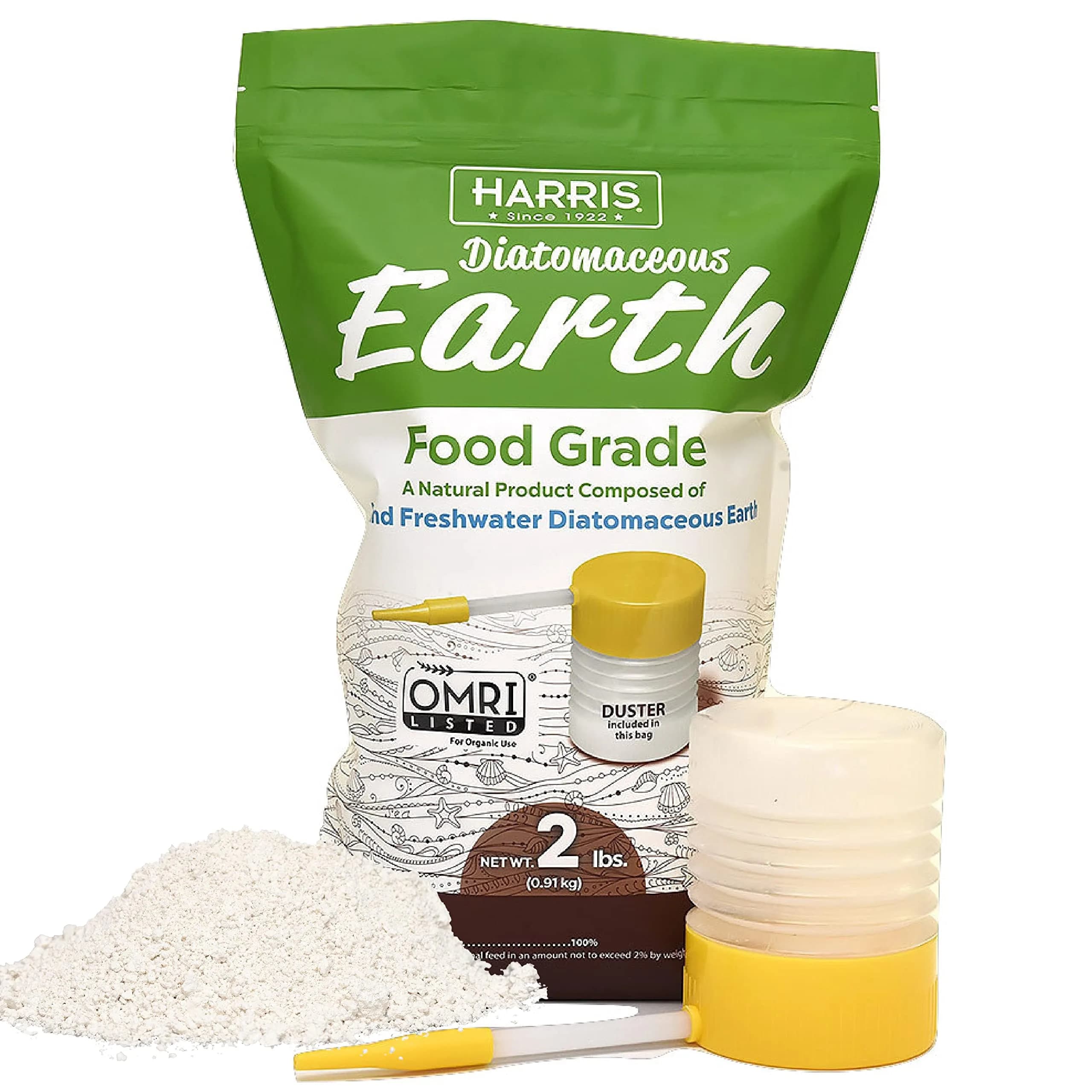 HARRIS Food Grade Diatomaceous Earth Powder 1 kg (2.2 lb) with Duster | OMRI Listed Organic Insect Control — Lab Chemical