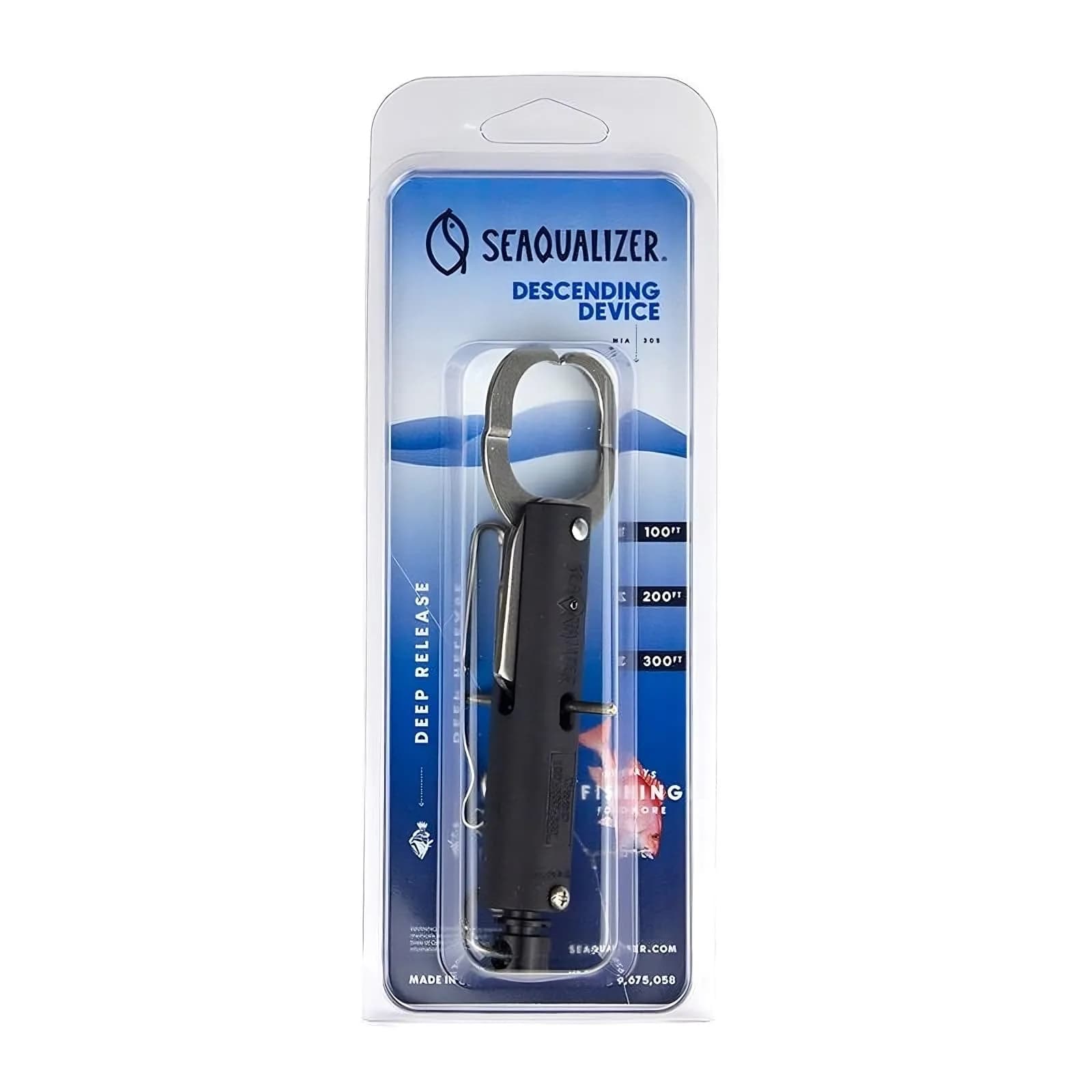 SeaQualizer Fish Descending Device – 3 Setting Release Device for Fishing – Non-Invasive and Reusable Fish Release Tool – NOAA Compliant - Made in USA (100, 200, 300 Feet Release)