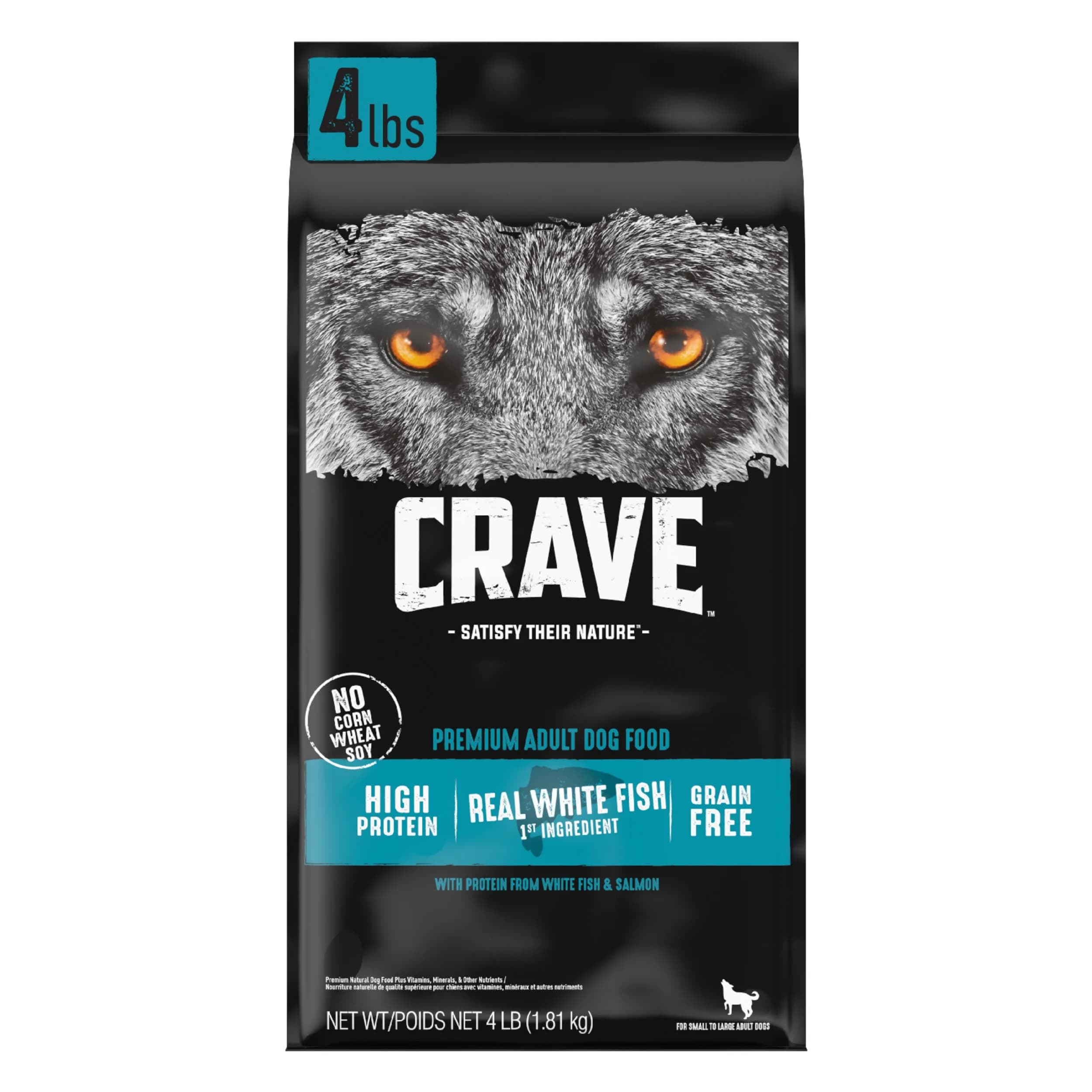 CRAVE Grain Free High Protein Adult Dry Dog Food, White Fish & Salmon, 4 lb. Bag | Protein-Rich, Grain-Free Nutrition for Dogs - main product image