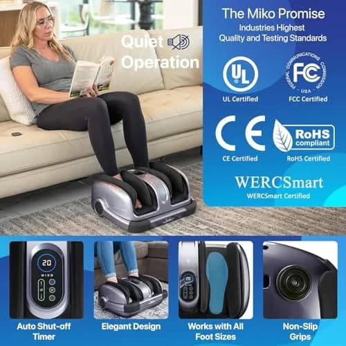MIKO Shiatsu Foot Massager with Heat and Deep Kneading | Deep Tissue Relief & Circulation Boost thumbnail 6