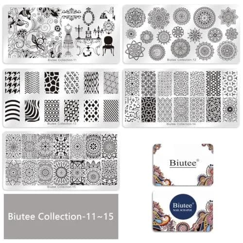 Biutee 19pcs Nail Art Stamping Plates Set with Stamper & Scraper | 15 Plates for Leaves, Flowers, Animals thumbnail 4