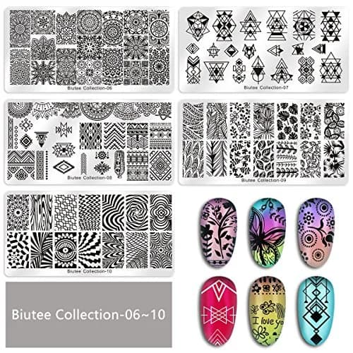 Biutee 19pcs Nail Art Stamping Plates Set with Stamper & Scraper | 15 Plates for Leaves, Flowers, Animals thumbnail 3