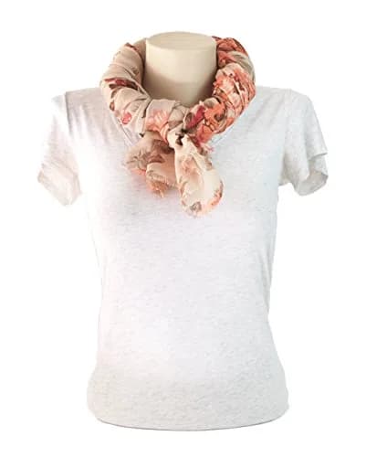 MIMOSITO Lightweight Floral Flower Scarf for Women | Elegant Fall & Winter Wrap (Beige-Peach Rose) thumbnail 6