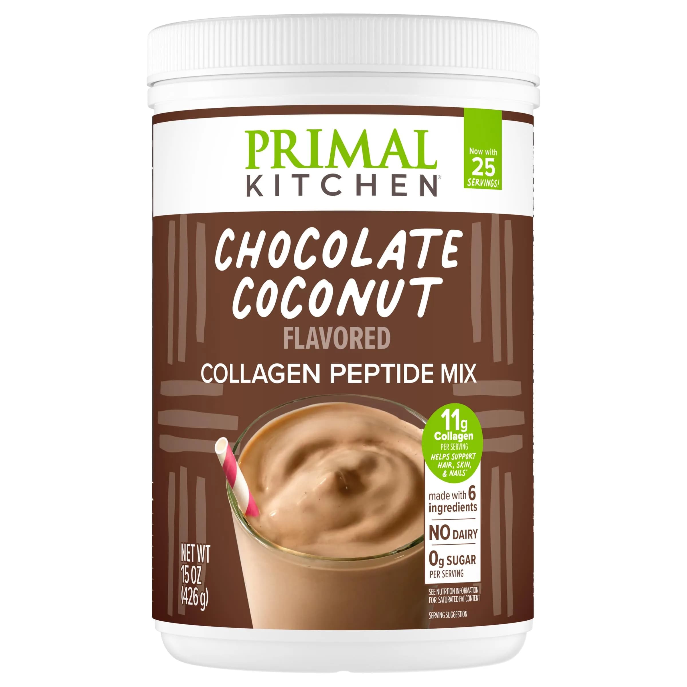 Primal Kitchen Chocolate Coconut Collagen Fuel Drink Mix 15oz (425g) | 11g Collagen Peptides Per Serving — Chocolate Coconut