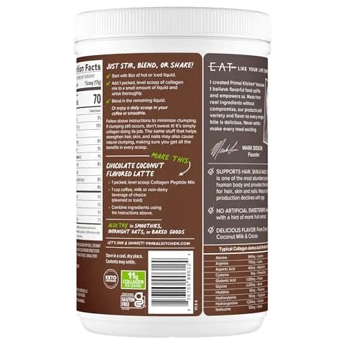Primal Kitchen Chocolate Coconut Collagen Fuel Drink Mix 15oz (425g) | 11g Collagen Peptides Per Serving thumbnail 6
