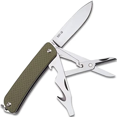 Ruike Small Pocket Knife Multitool 6 in 1 | High-Performance 12C27 Steel, G10 Handle, Compact & Versatile thumbnail 1