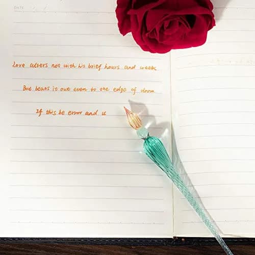 molshine Handmade Glass Dip Pen Crystal Calligraphy Pen Signature Dipped Pen for Artist Women Men Teens,Writing Drawing Decoration Gifts (Ice green) | Elegant Glass Calligraphy thumbnail 4